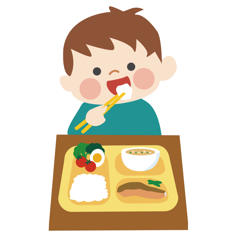 小さい子どもがご飯を食べている様子