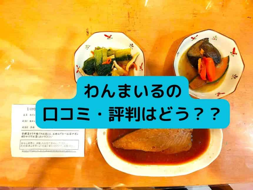 わんまいるの口コミ・評判はどう？実際の食事セットの写真付きレビュー。彩り豊かな副菜とメインディッシュの盛り付けイメージ。